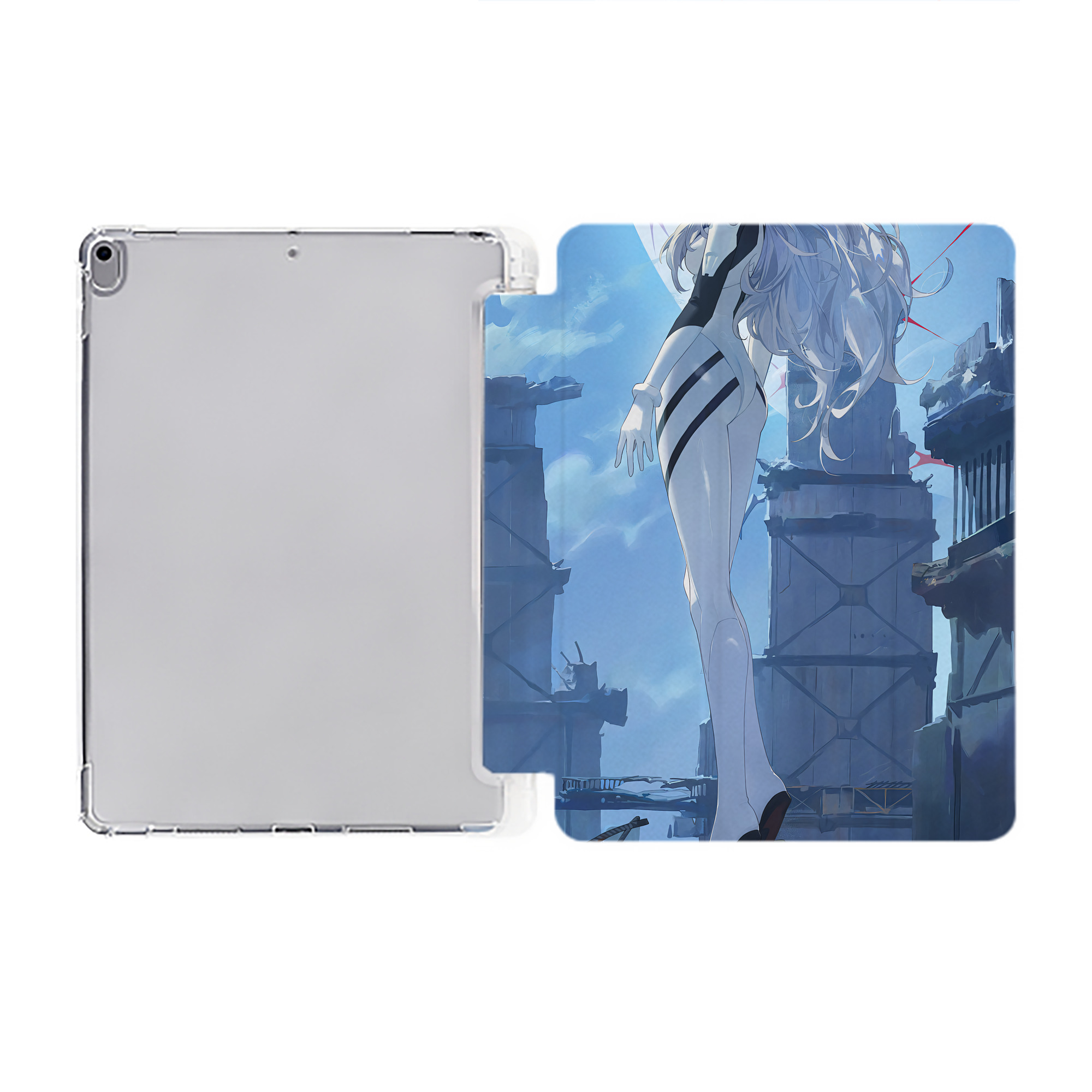 （画像用） EVA 新世紀エヴァンゲリオン IPad ケース ペン収納付き 三つ折りスタンド PUレザー×シリコン 対応機種9.5/10.5/10.9インチ